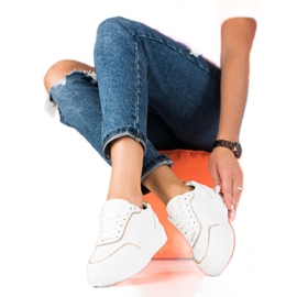 Białe sneakersy damskie Shelovet ze złotą wstwką złoty