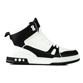 Wysokie sznurowane sneakersy Shelovet czarno białe czarne