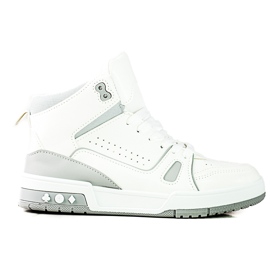 Wysokie sznurowane sneakersy Shelovet szaro białe szare