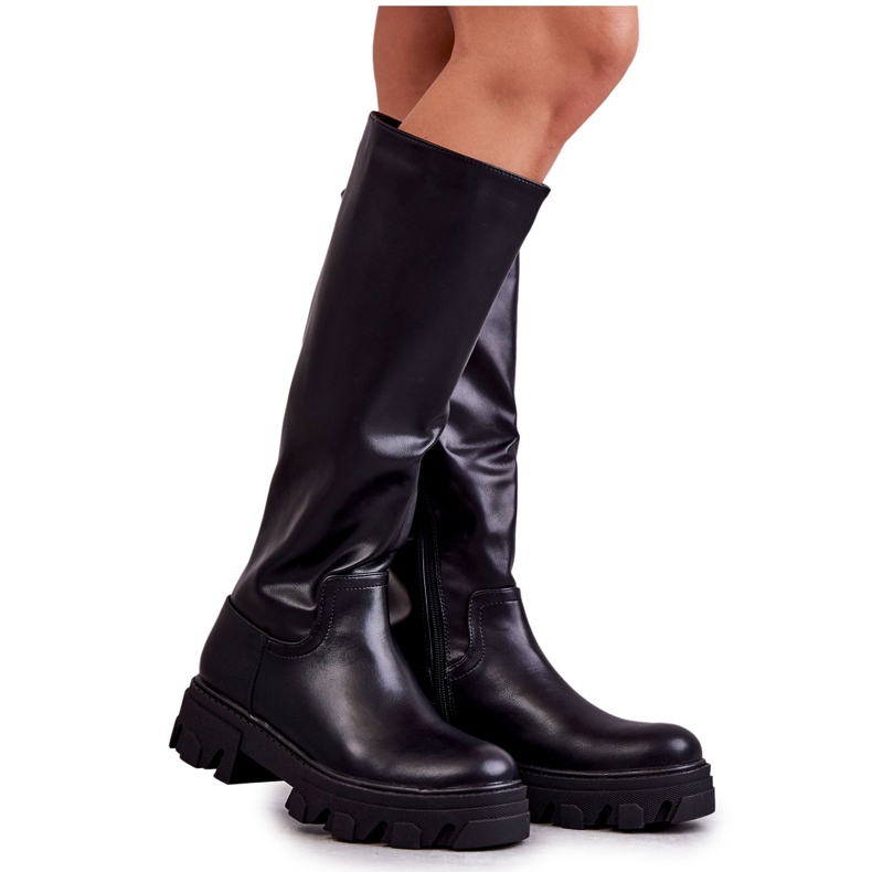 Klasyczne Damskie Kozaki Workery Czarne Clarisa