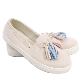 PA1 Trampki jesienne z frędzlami Salma Beige beżowy