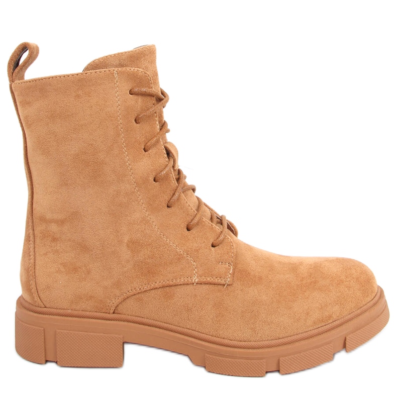 Workery sznurowane Zoe Camel brązowe