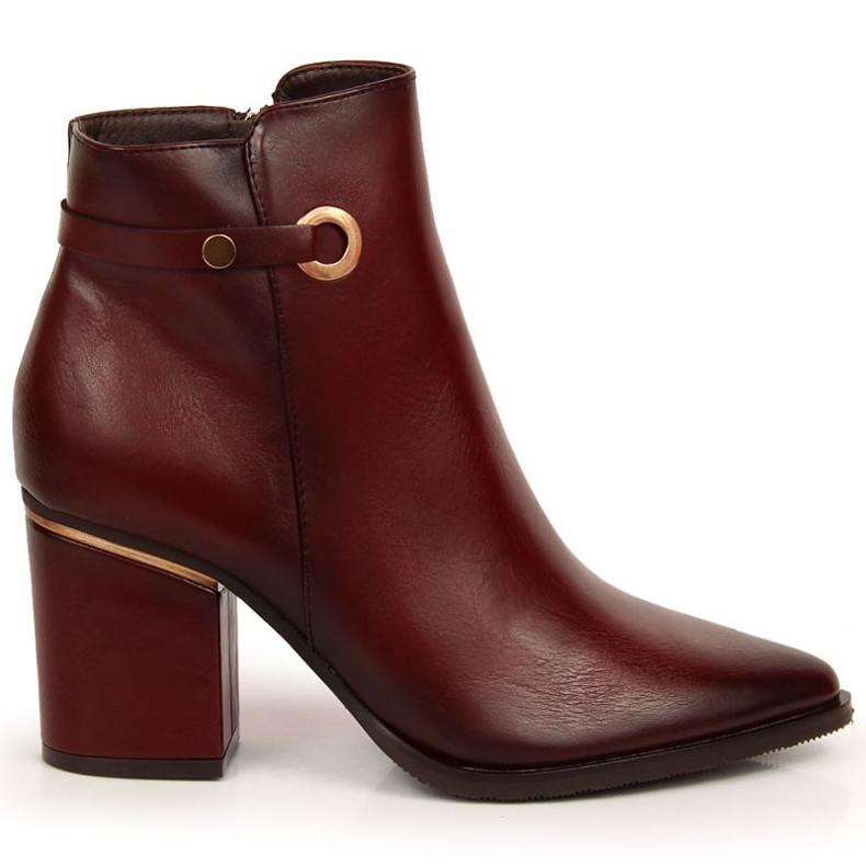 Botki na słupku ocieplane Potocki W WOL96B bordowe bordowy