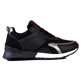 Buty sportowe damskie Shelovet czarne ze skóry ekologicznej