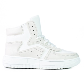 Wysokie sneakersy damskie Shelovet ze skóre ekologicznej biało szare białe