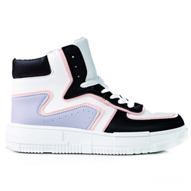 Wysokie sneakersy damskie Shelovet ze skóre ekologicznej biało czarne białe wielokolorowe