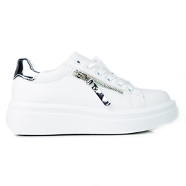 Białe trampki damskie na platformie Shelovet z ozdobnym zamkiem