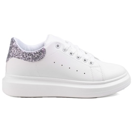 Białe trampki damskie Shelovet na białej platformie