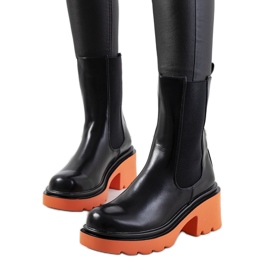 Czarne botki z kolorową podeszwą Oito