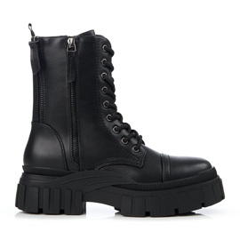 Czarne workery damskie Shelovet z ozdobnym suwakiem