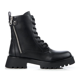 Workery damskie z ozdobnym suwakiem Shelovet czarne