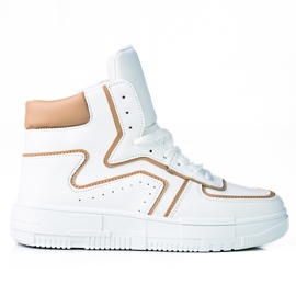 Wysokie sneakersy damskie Shelovet ze skóre ekologicznej biało beżowe beżowy białe