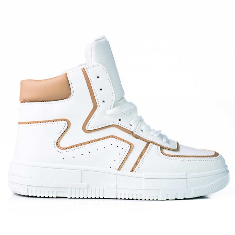 Wysokie sneakersy damskie Shelovet ze skóre ekologicznej biało beżowe beżowy białe