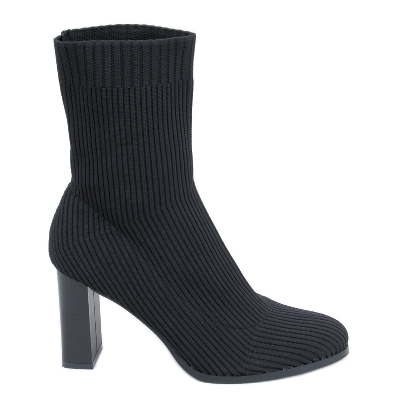 Botki na obcasie skarpetkowe Hermiona Black czarne