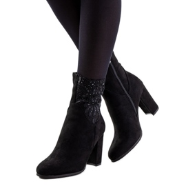 Czarne botki na obcasie Onryx