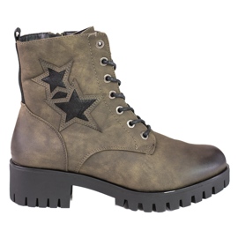 Workery damskie Shelovet na niskim słupku zielone