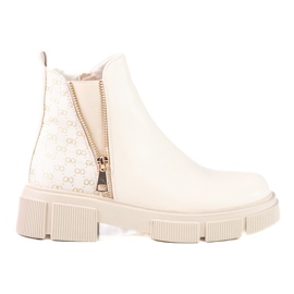 Beżowe sztyblety damskie na platformie Shelovet beżowy