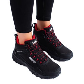 Wysokie buty trekkingowe damskie DK czarno czerwone czarne