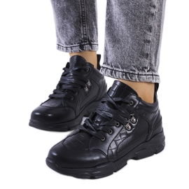 BM Czarne sneakersy na grubej podeszwie Chiphury