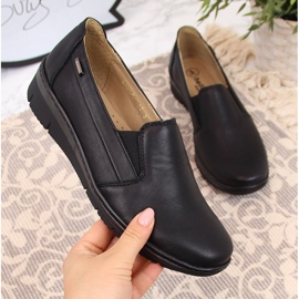 Półbuty damskie skórzane wsuwane czarne Helios 350