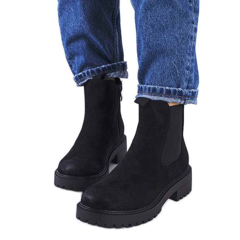 Czarne botki eko-zamsz Ecrin