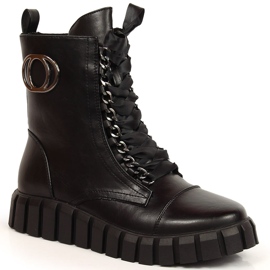 Workery damskie na platformie czarne Potocki