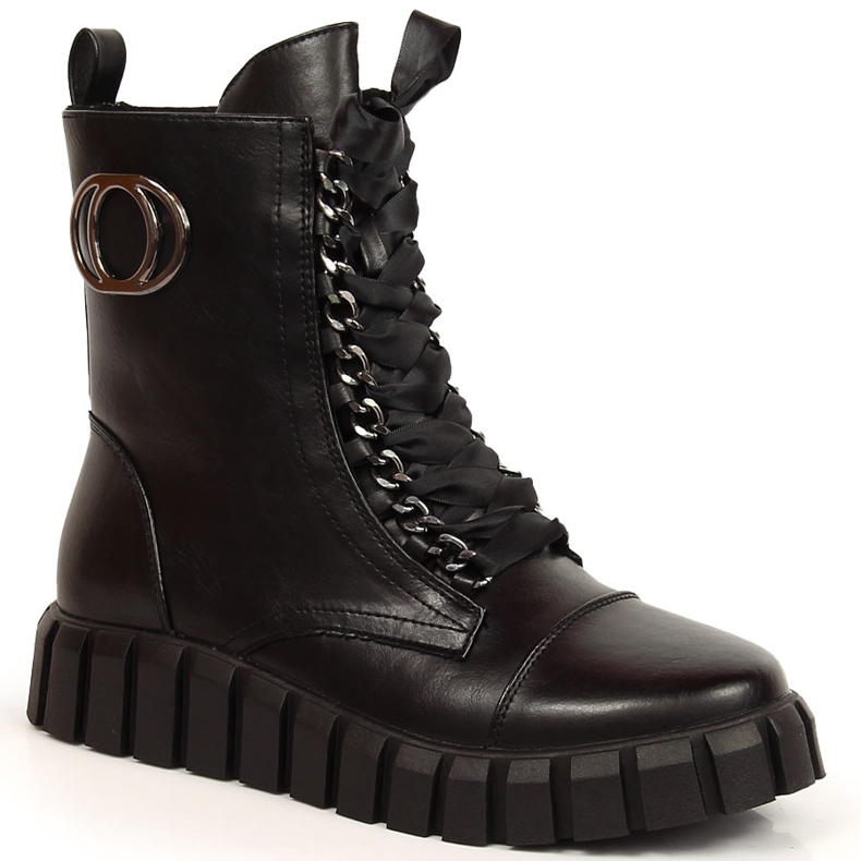 Workery damskie na platformie czarne Potocki