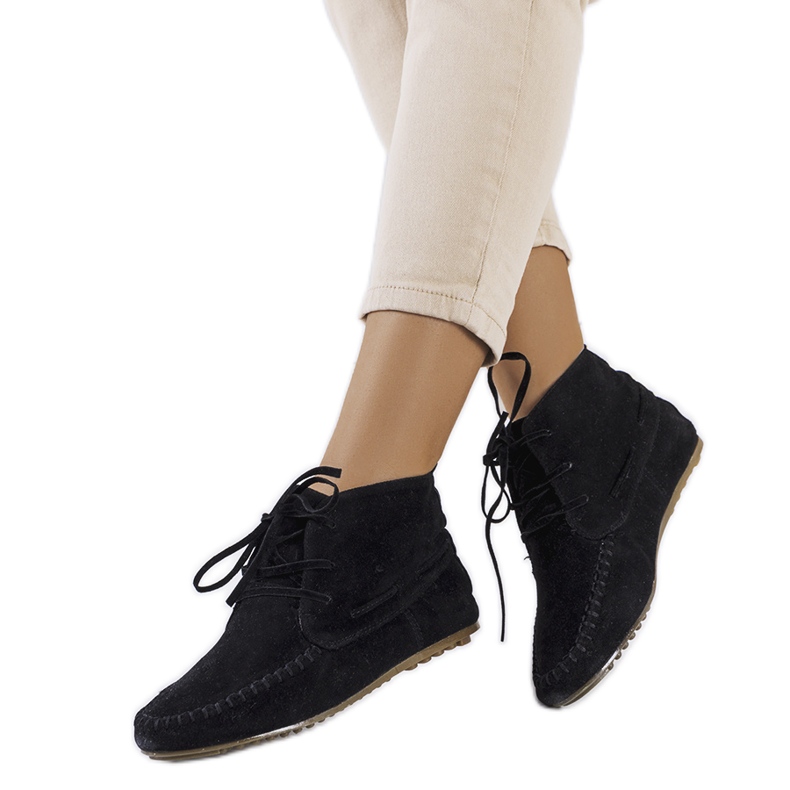 Czarne botki eko-zamsz Lalo