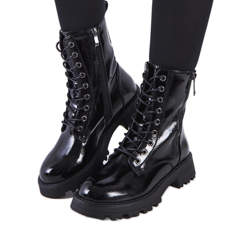 Czarne traperki eko-skóra Worcester