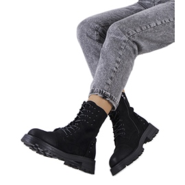 Czarne traperki eko-zamsz Polperro