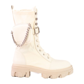 Beżowe workery damskie z torebką Shelovet beżowy