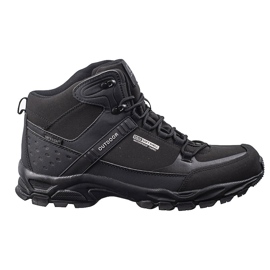 Sznurowane buty trekkingowe męskie DK z wysoką cholewką czarne