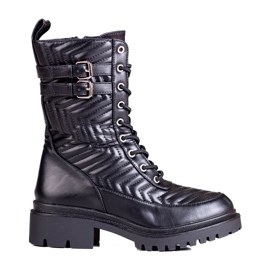 Workery damskie ze stylowym pikowaniem Shelovet czarne