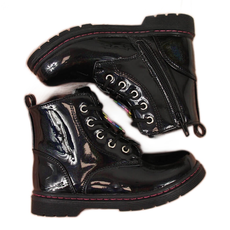 Botki dziewczęce ocieplane wełną owczą czarne Miss❤E