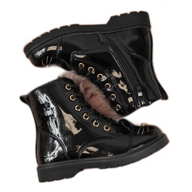 Botki dziewczęce ocieplane z uszkami czarne Miss❤E