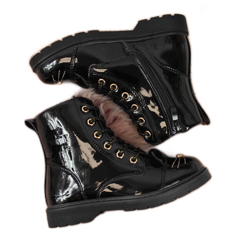 Botki dziewczęce ocieplane z uszkami czarne Miss❤E