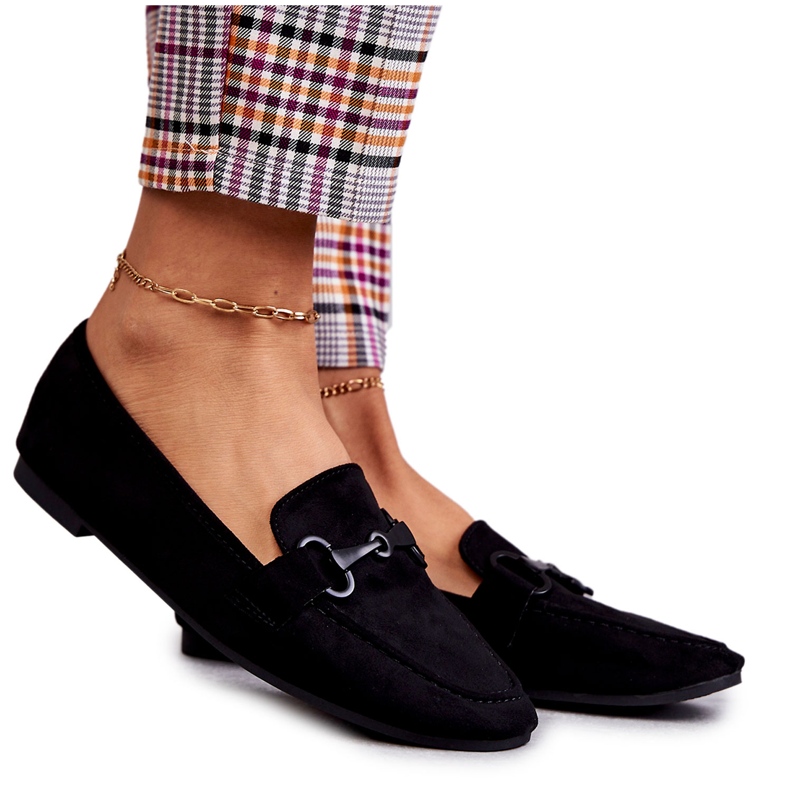 FB2 Zamszowe Klasyczne Mokasyny Czarne Roddie