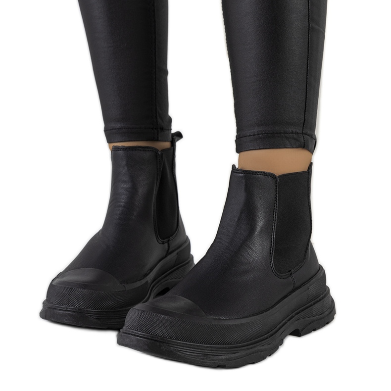 Czarne sztyblety eko-skóra Loree