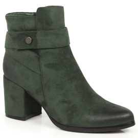 Botki damskie zamszowe ocieplane zielone Laura La.Fi