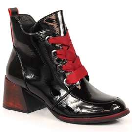 Botki damskie lakierowane ocieplane czarne Vinceza JAN147A