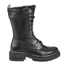 Czarne workery damskie Shelovet z wysoką cholewką