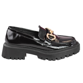 Loafersy damskie Shelovet lakierowane czarne