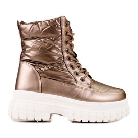 Brązowe śniegowce damskie ze sznurowaniem Shelovet