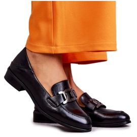 Vinceza Modne Skórzane Półbuty Loafery Czarne Trine