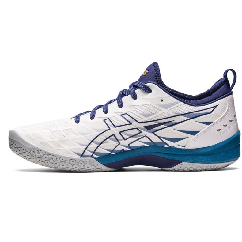 Buty do piłki ręcznej Asics Blast Ff 3 M 1071A076 100 białe granatowe