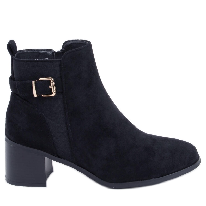 Botki na obcasie Cyndi Black Suede czarne