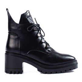 Vinceza Sznurowane botki damskie Shelovet na słupku czarne