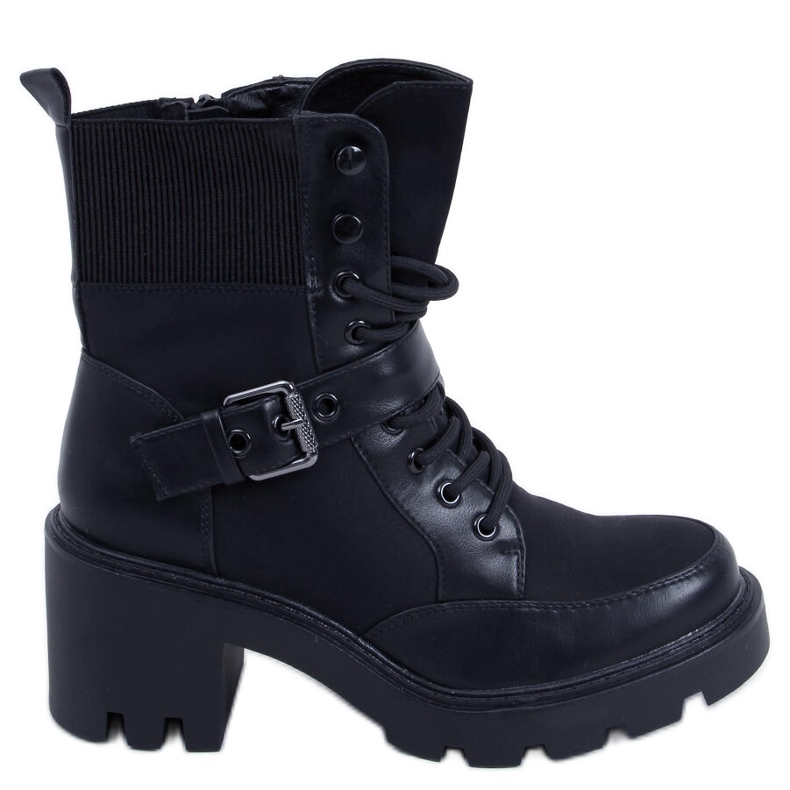 Botki na obcasie sznurowane Brooks Black czarne