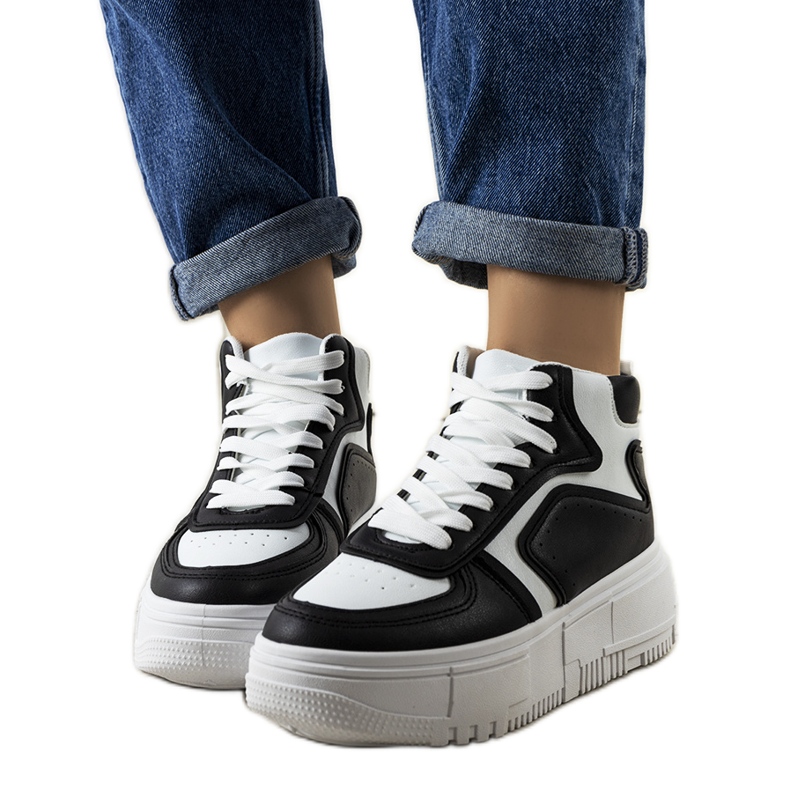 Czarno-białe sneakersy za kostkę Zetta czarne