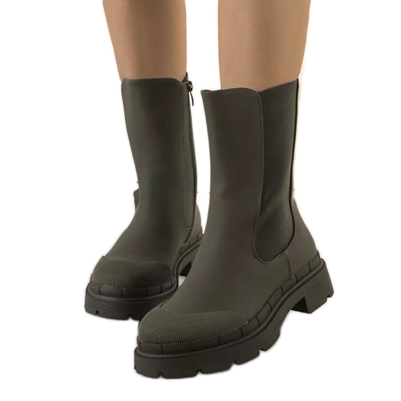 BM Zielone matowe botki Antede